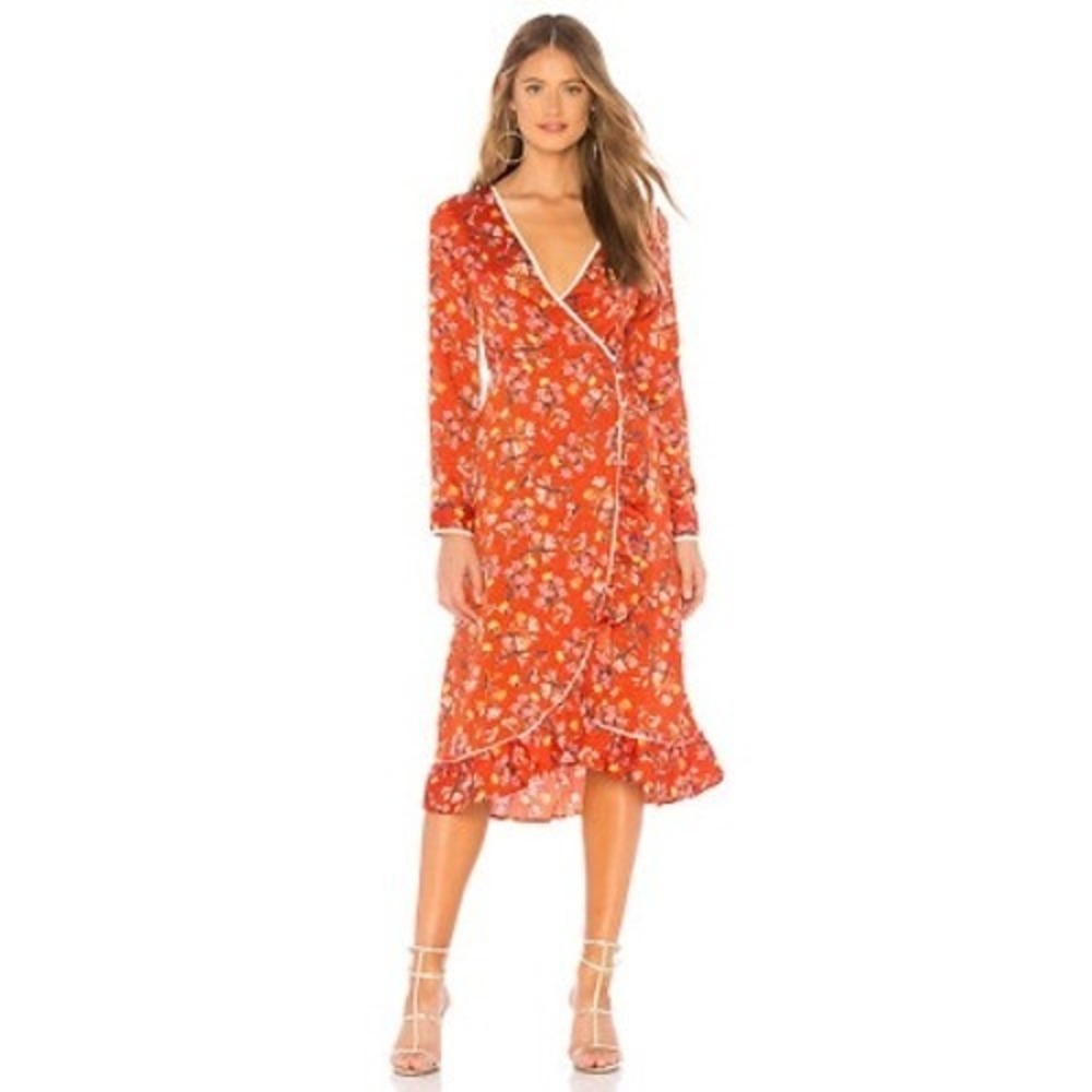 Free People Covent Garden Floral Wrap Midi Dress – Size 6